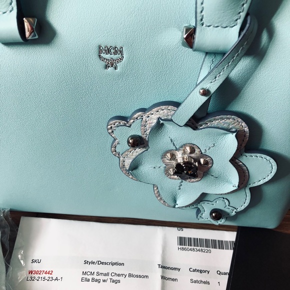 MCM-AUTHENTIC NWT Blue Satchel-Swarovski Crystals - Picture 2 of 16